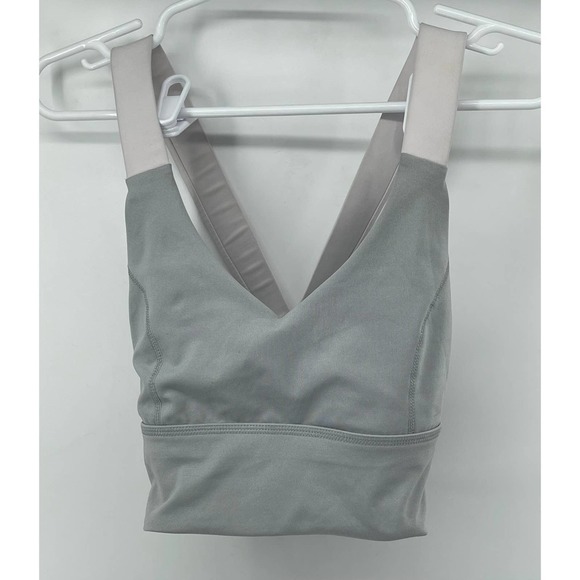 𝅺AVIA Sz 8-10 Sport Bra Gray Wireless Unlined Crossback Pullover Exercise - Picture 5 of 5